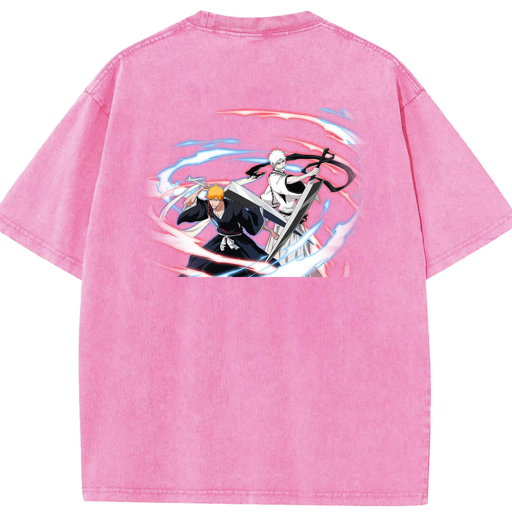 （画像用） ブリーチ 黒崎一護（くろさき いちご）BLEACH Kurosaki Ichigo 綿100% ヴィンテージ風 半袖Tシャツ（背面プリント）